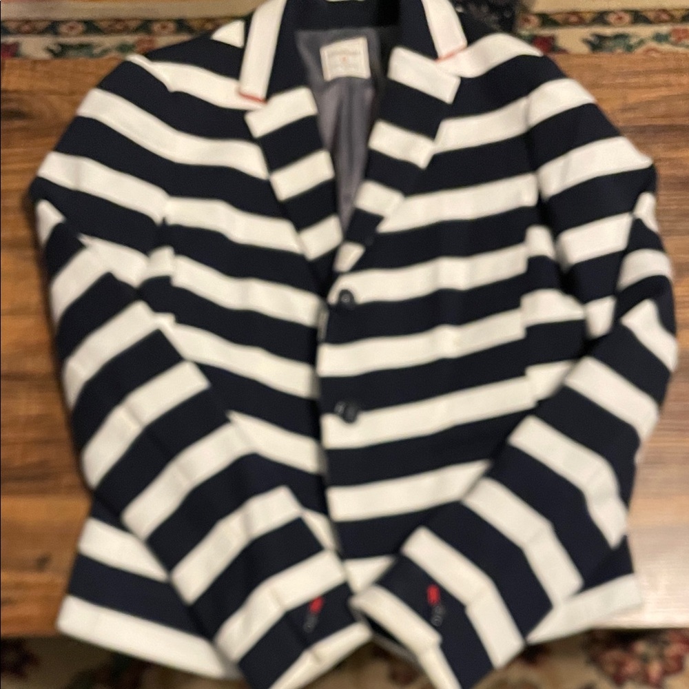 Brooks Brothers Navy and White Striped Kids Blazer